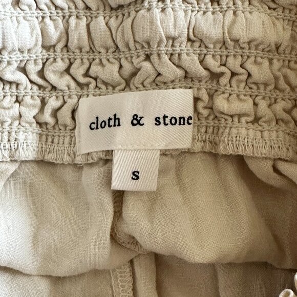 Women's S Cloth & Stone Off White Linen Shorts High Waisted Drawstring - Picture 4 of 6